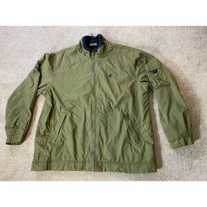 Logo Walt Disney World Mens Green Nylon Jacket Fleece Lining Large